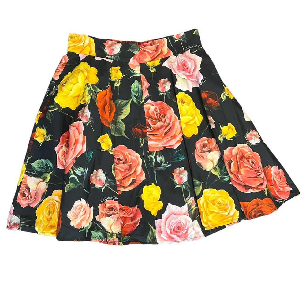 Dolce & Gabbana Rose Print Mini Skirt - Black, Yellow, Pink, Red